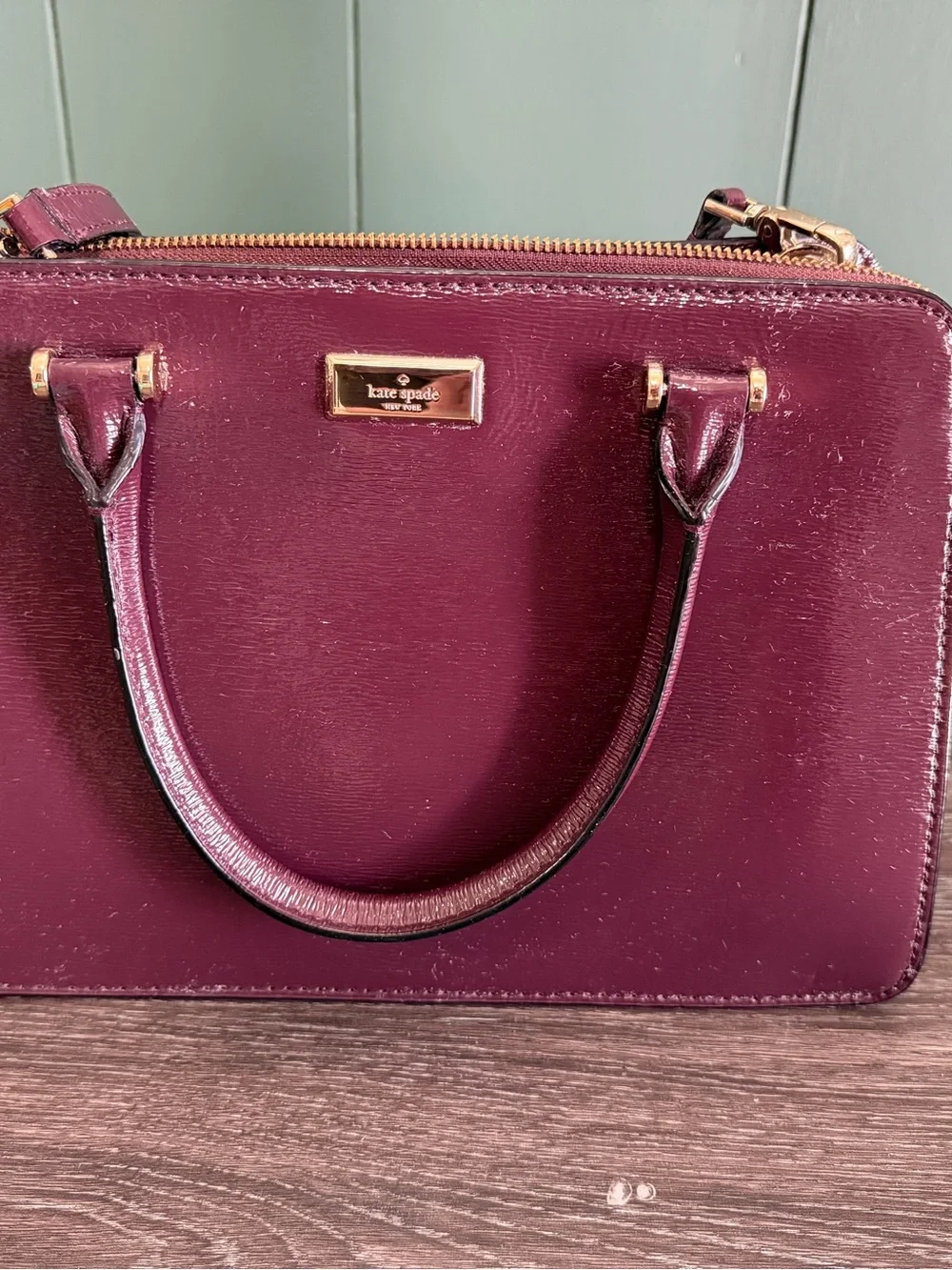 Kate Spade patent leather satchel in Mahogany